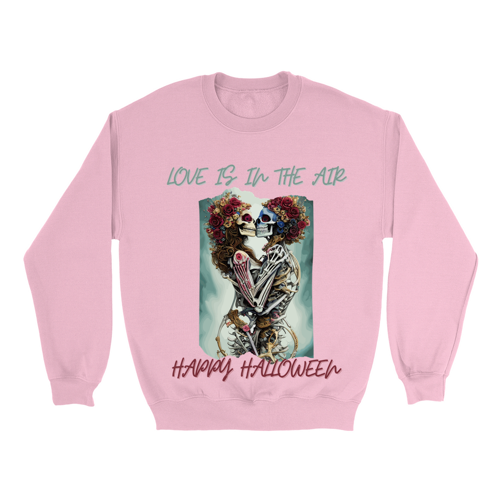 Explore our bewitching collection of Halloween sweatshirts, showcasing the mysterious allure of a skeleton lovers on the front.