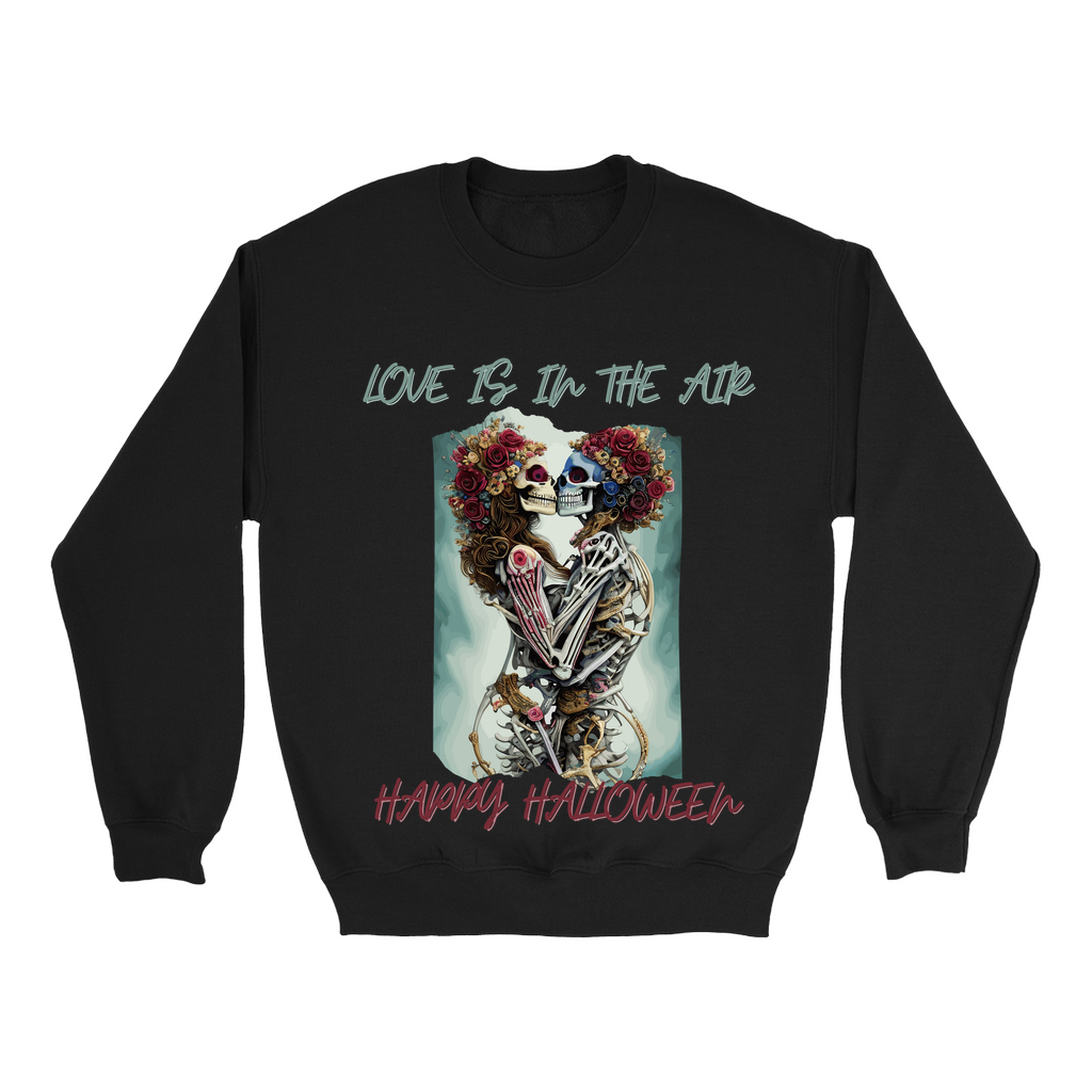 Explore our bewitching collection of Halloween sweatshirts, showcasing the mysterious allure of a skeleton lovers on the front.