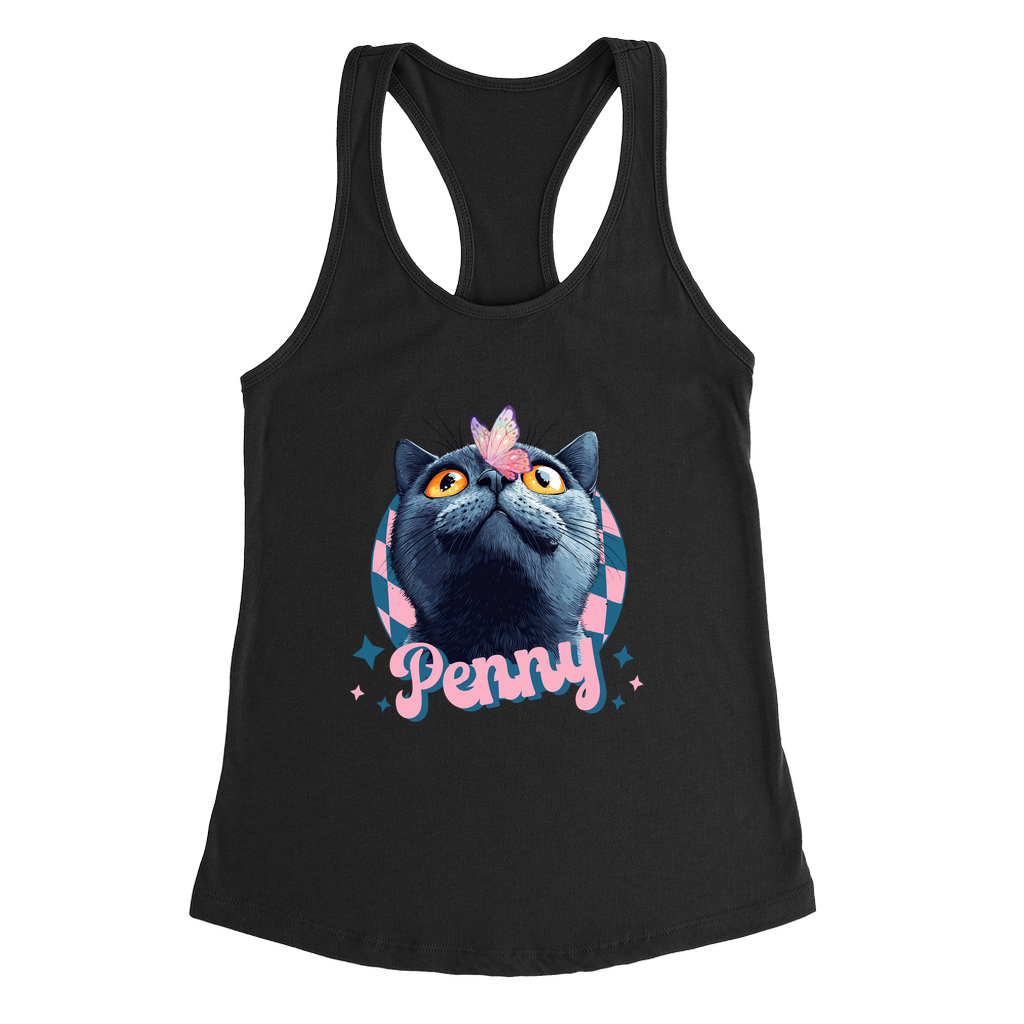 Next Level 1533 Women’s Racerback Tank Top – Whimsical Animal & Insect Portrait.