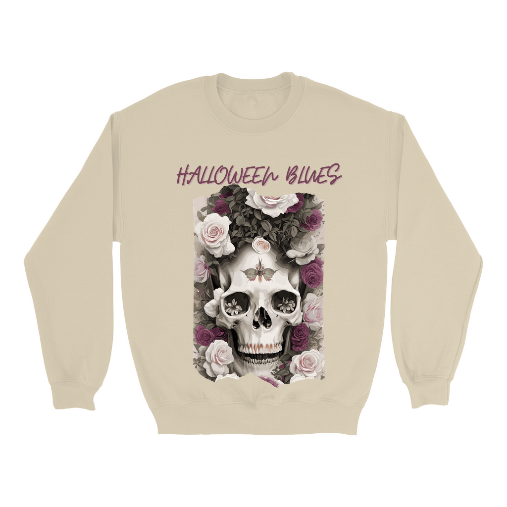 Explore our bewitching collection of Halloween sweatshirts, showcasing the mysterious allure of a skull and roses on the front.