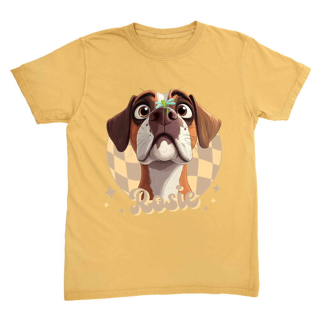 Comfort Colors 1717 Heavyweight Unisex T-Shirt - Whimsical Animal & Insect Portrait With FRONT IMAGE PLACEMENT, Dog Tee, Cat T-shirt.