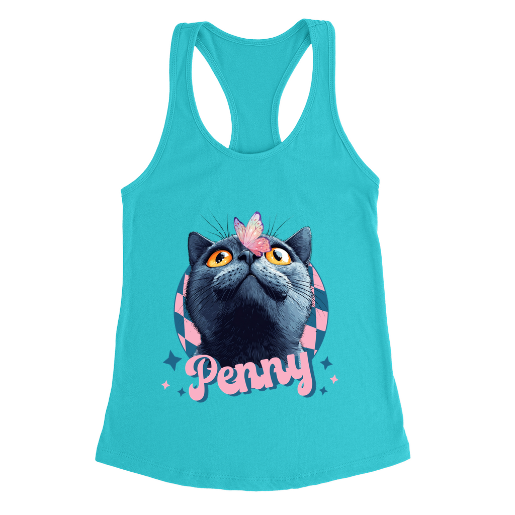 Next Level 1533 Women’s Racerback Tank Top – Whimsical Animal & Insect Portrait.