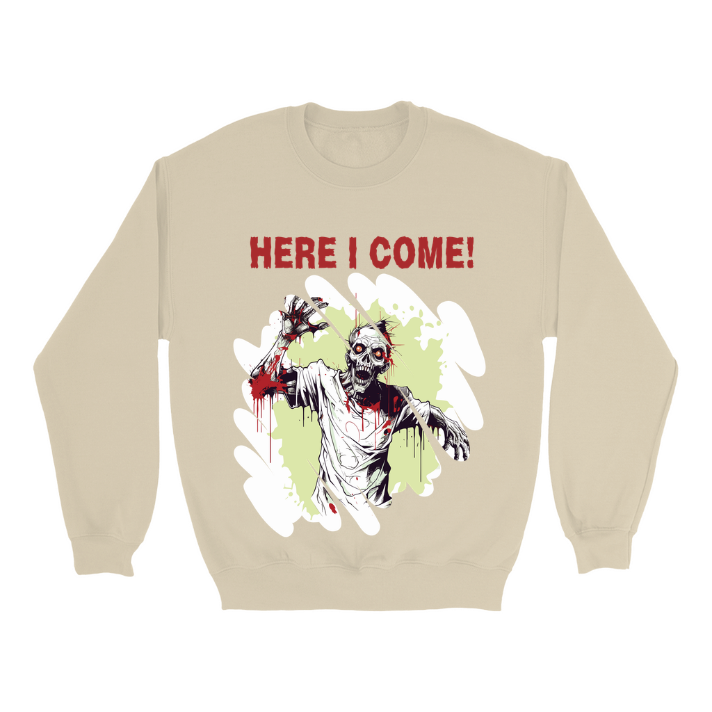 Explore our bewitching collection of Halloween sweatshirts, showcasing the mysterious allure of a zombie on the front.