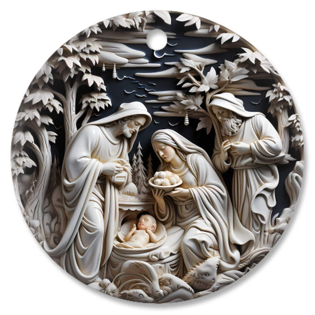 Radiant 3D Porcelain Christmas Ornament:  Elegance in Every Detail for Your Holiday Joy!