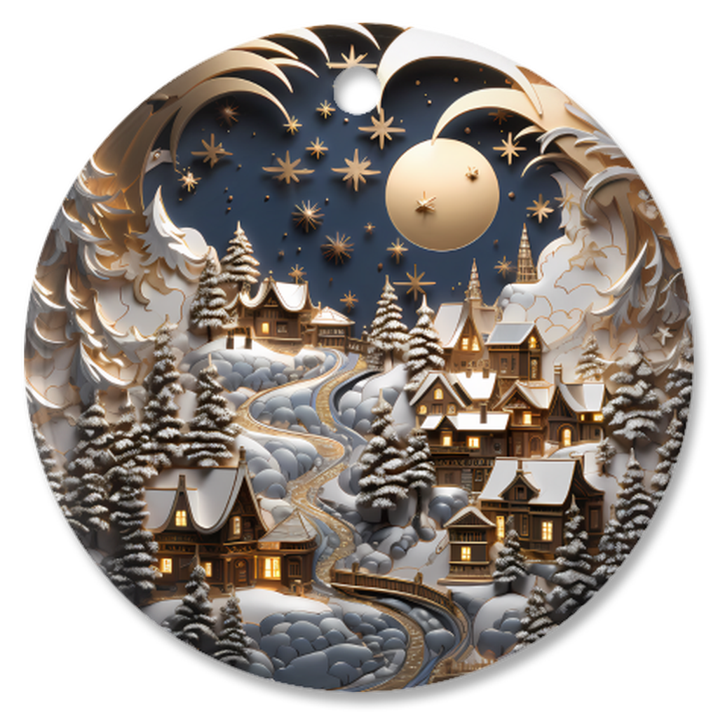 Radiant 3D Porcelain Christmas Ornament:  Elegance in Every Detail for Your Holiday Joy!