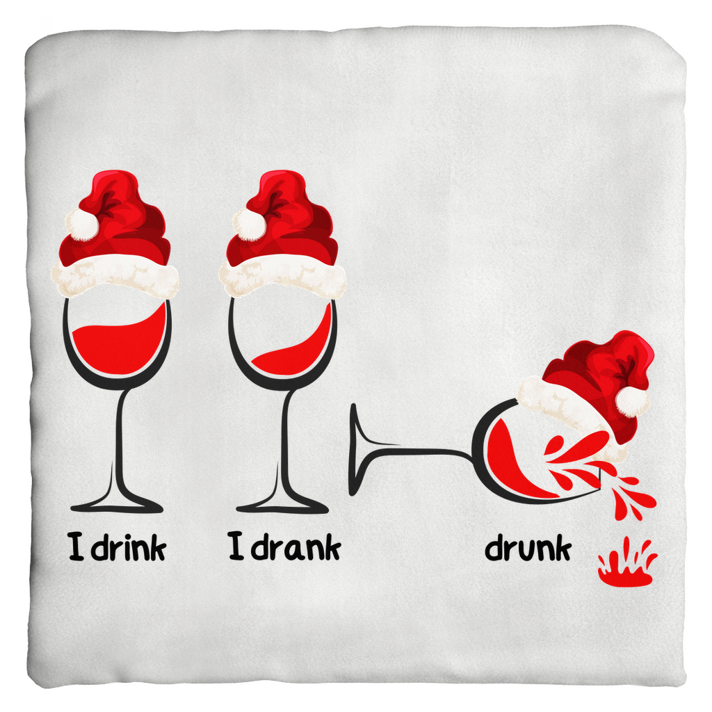 Toast to the Holidays with our Christmas Wine Glass Throw Pillows - Faux Suede, Multiple Sizes, Zippered or Cover Only.