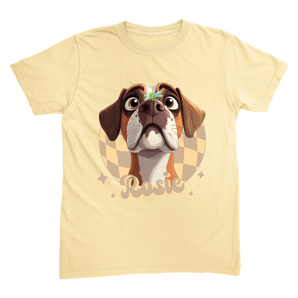 Comfort Colors 1717 Heavyweight Unisex T-Shirt - Whimsical Animal & Insect Portrait With FRONT IMAGE PLACEMENT, Dog Tee, Cat T-shirt.