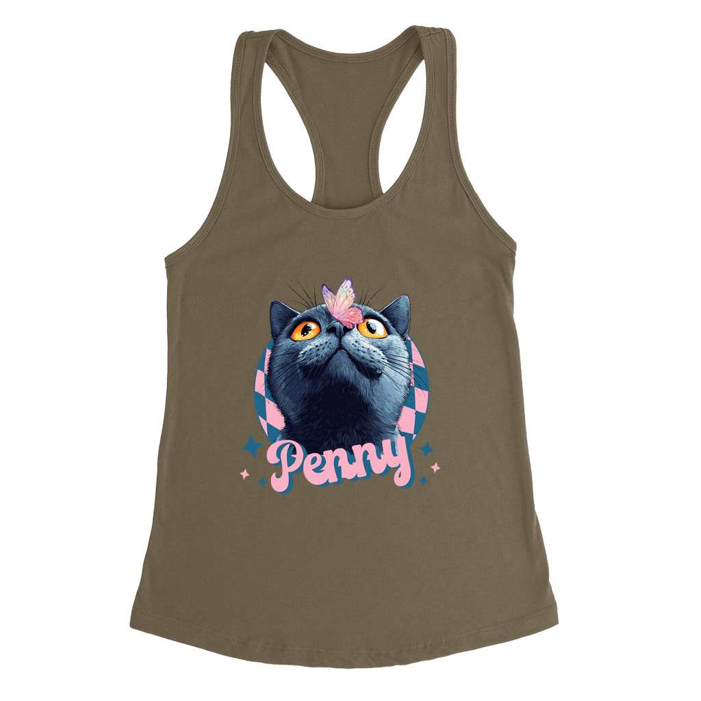 Next Level 1533 Women’s Racerback Tank Top – Whimsical Animal & Insect Portrait.