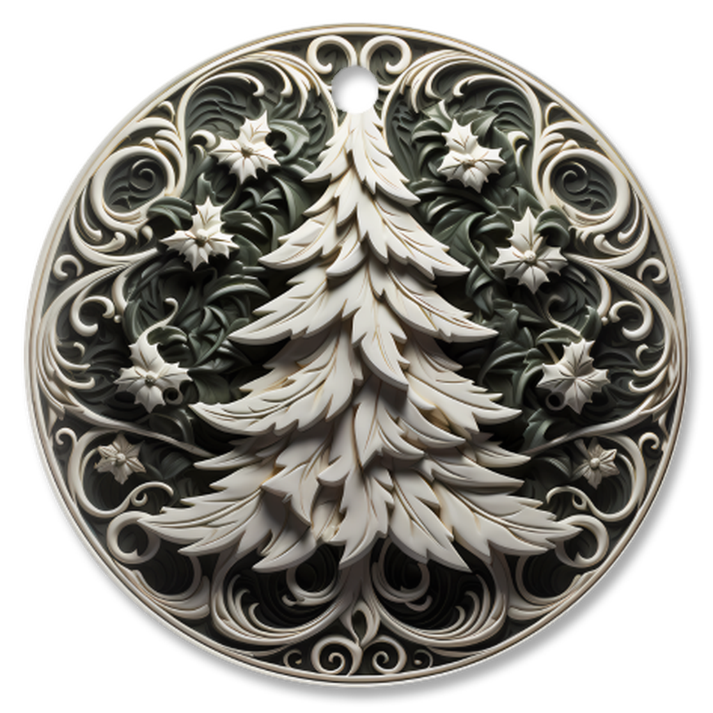 Radiant 3D Porcelain Christmas Ornament:  Elegance in Every Detail for Your Holiday Joy!