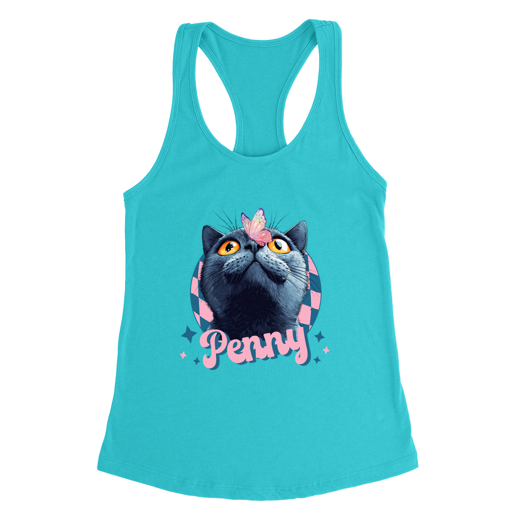 Next Level 1533 Women’s Racerback Tank Top – Whimsical Animal & Insect Portrait.