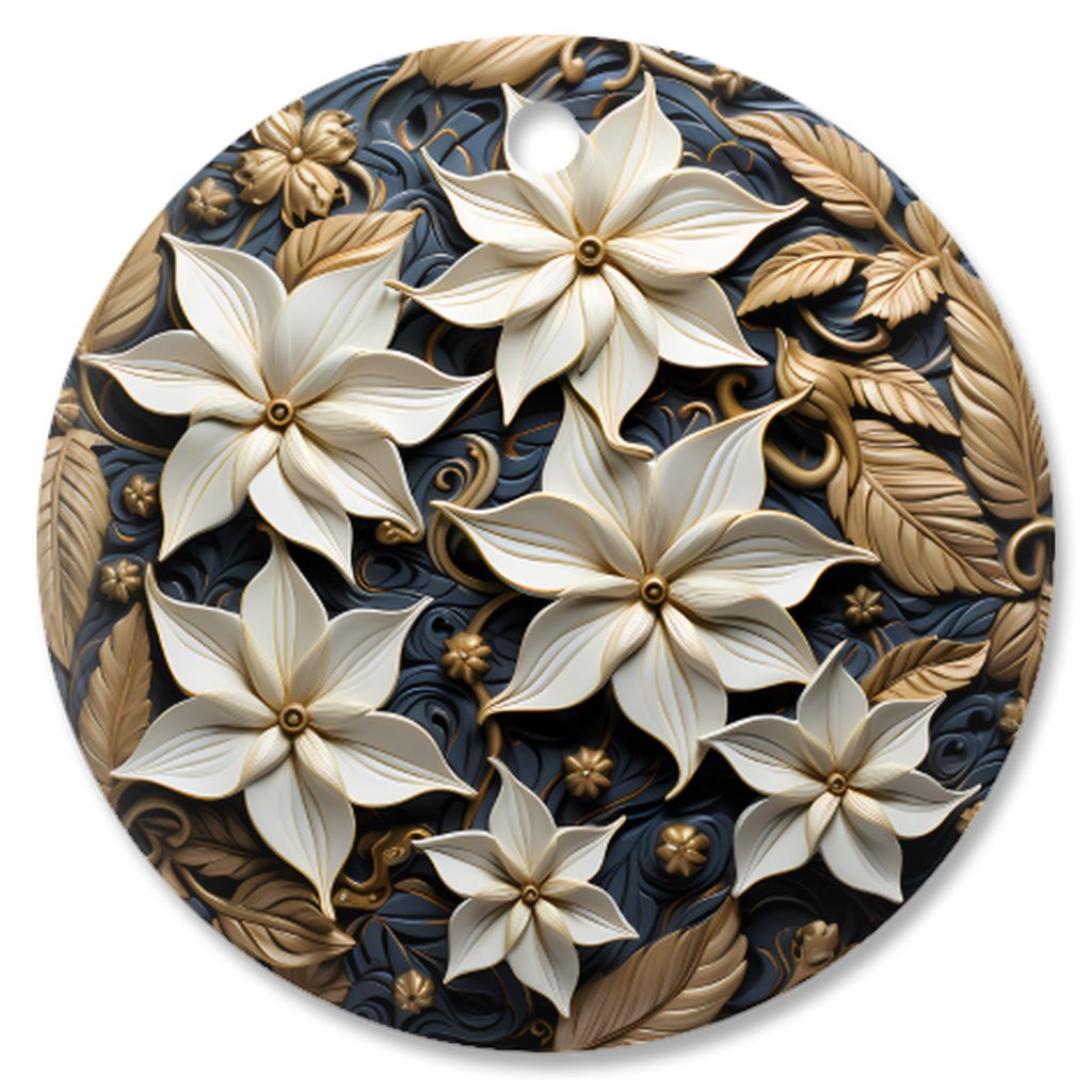 Radiant 3D Porcelain Christmas Ornament:  Elegance in Every Detail for Your Holiday Joy!