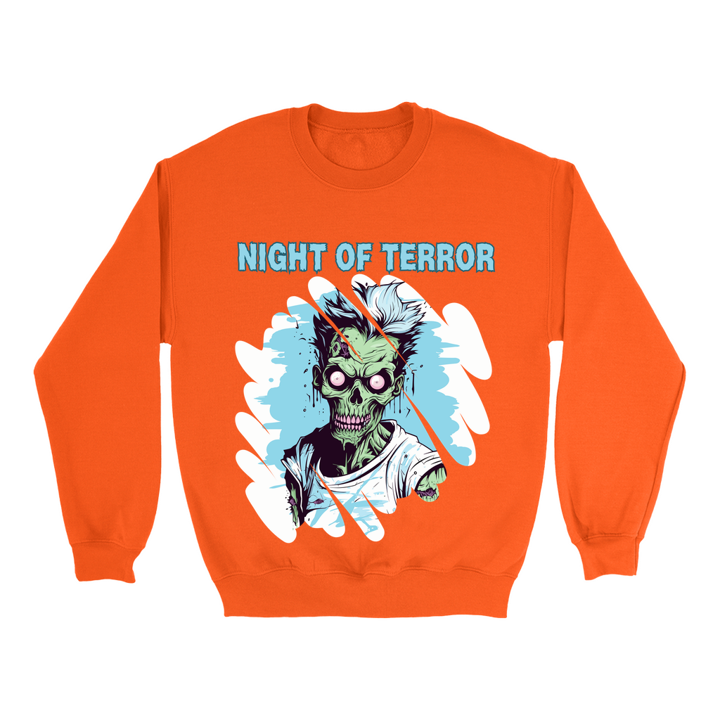 Explore our bewitching collection of Halloween sweatshirts, showcasing the mysterious allure of a zombie on the front.