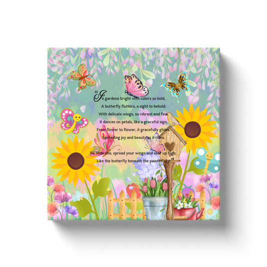 Whimsical Animal Rhyme Canvas Wraps:  Colorful Stories for Kids' Spaces - Flowers & Butterflies