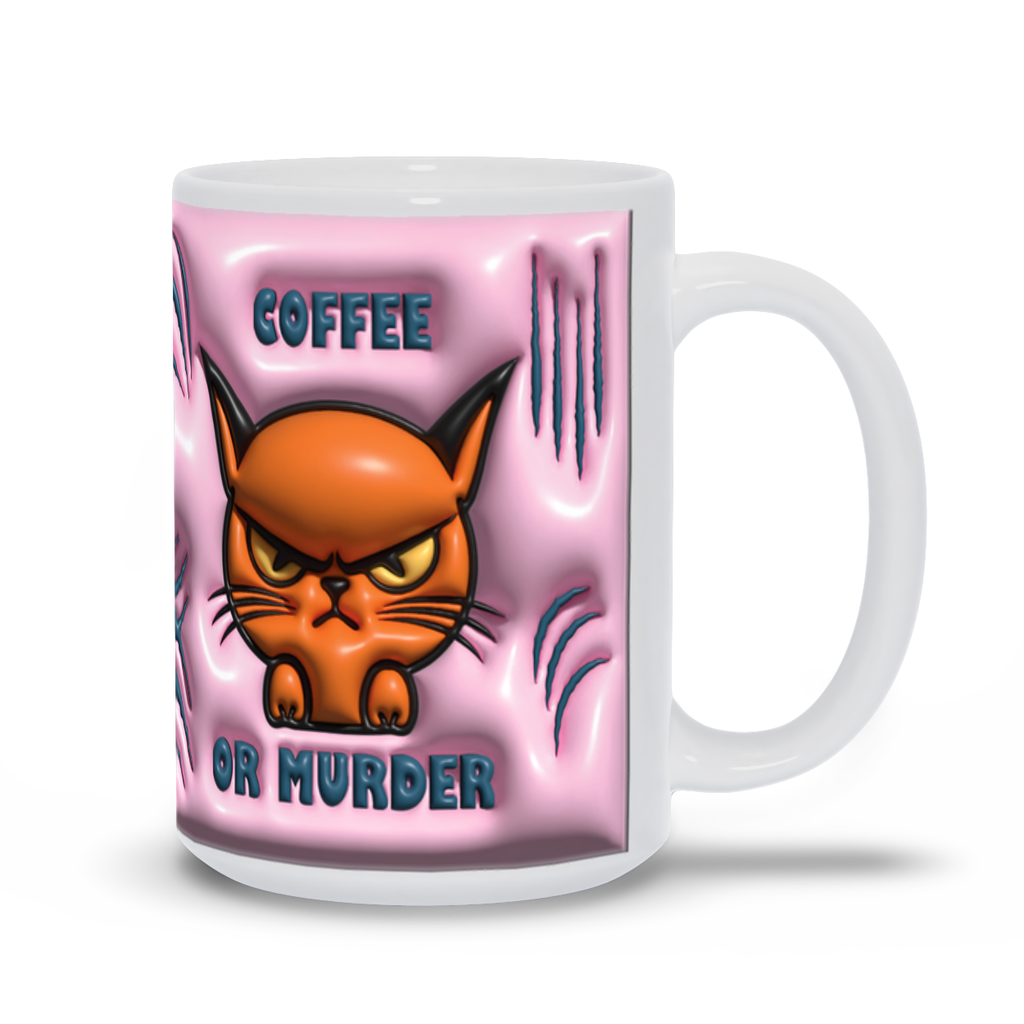 How to Brew Smirks:  The 'Coffee or Murder' Angry Cat Mug