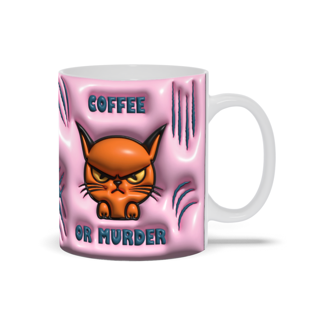 How to Brew Smirks:  The 'Coffee or Murder' Angry Cat Mug