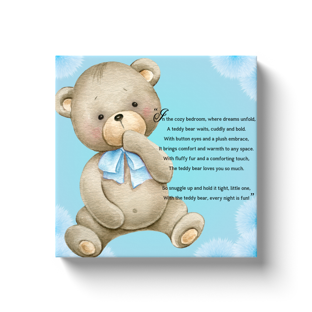 Whimsical Animal Rhyme Canvas Wraps:  Colorful Stories for Kids' Spaces - Blue Teddy Bear