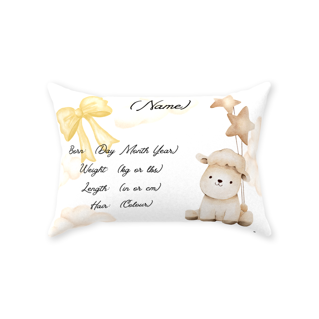 Personalised plush faux suede Lamb Throw Cushion, a cherished keepsake for life's precious moments!