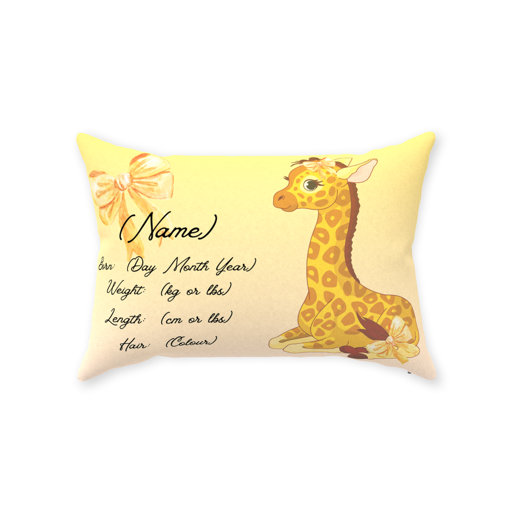 Personalised plush faux suede Giraffe Throw Cushion, a cherished keepsake for life's precious moments!