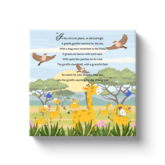 Whimsical Animal Rhyme Canvas Wraps:  Colorful Stories for Kids' Spaces - Giraffes