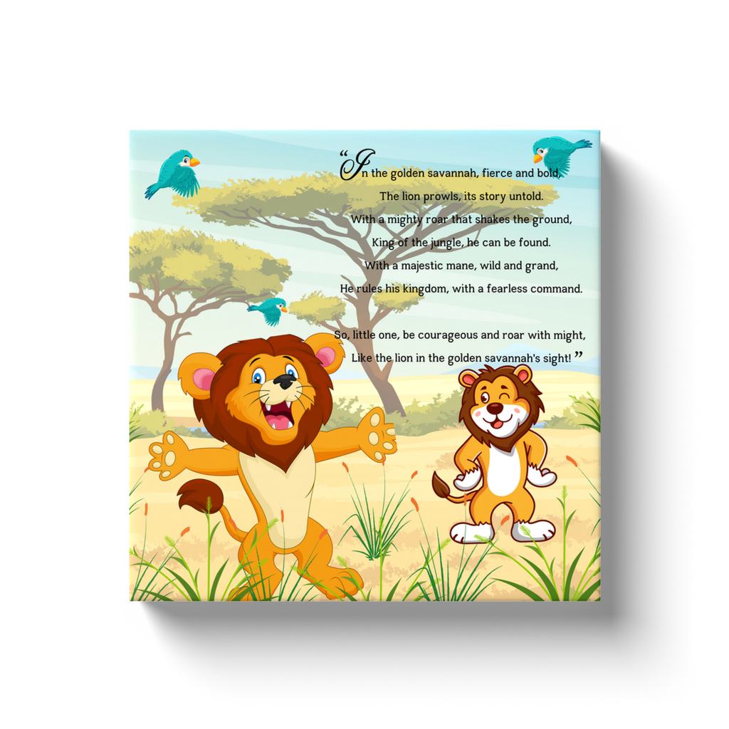 Whimsical Animal Rhyme Canvas Wraps:  Colorful Stories for Kids' Spaces - Lions