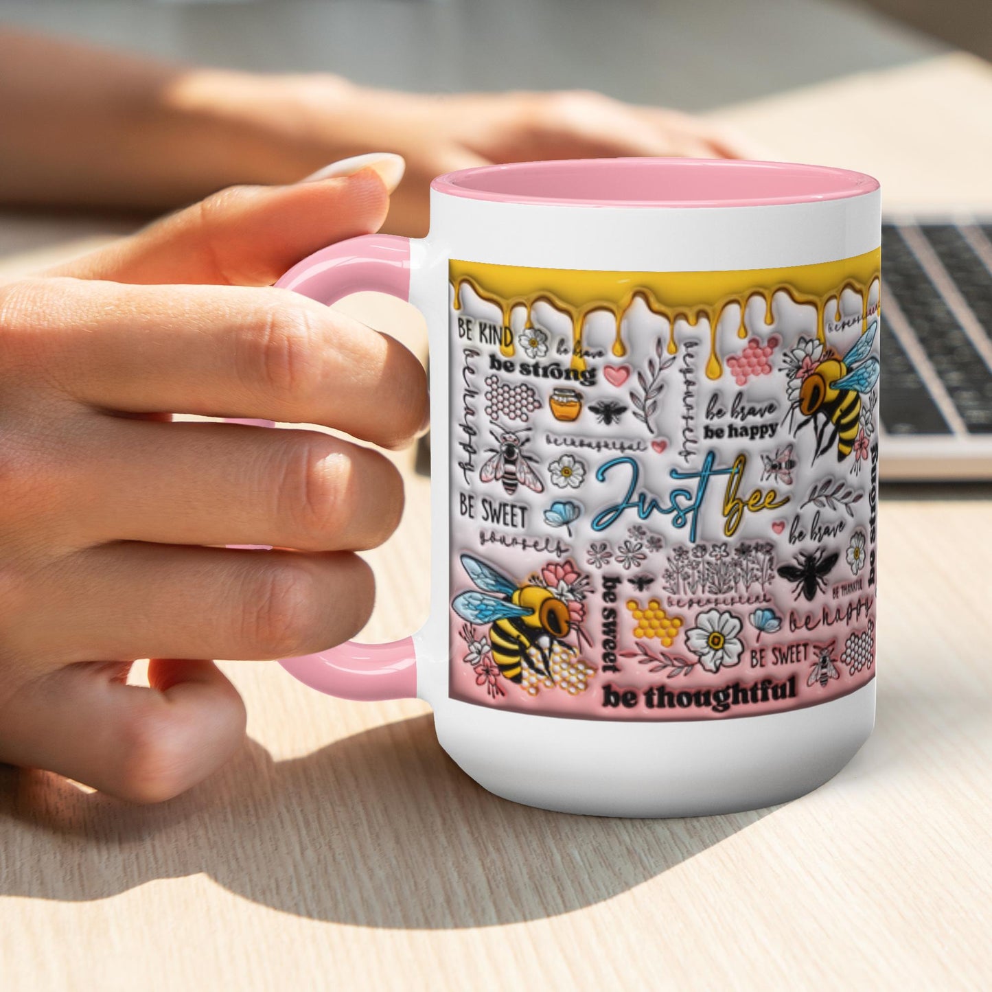 Buzzing with Inspiration:  Inflated Bee-Themed Inspirational Mugs