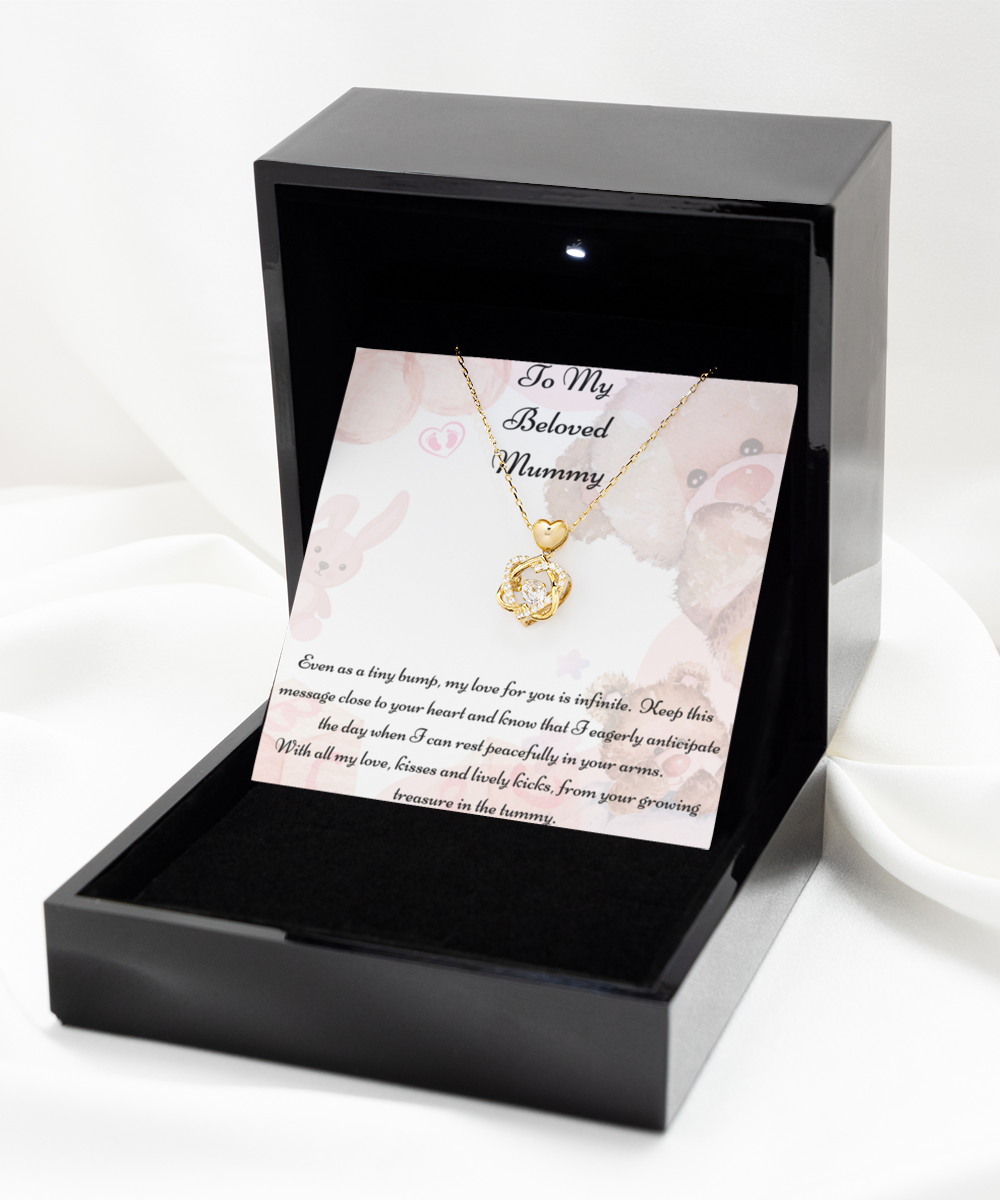 To My Beloved Mummy, Mother-to-be Gift, Mummy Necklace, Baby Shower Gift, Future Mummy, Heart Knot Gold, Heart Knot Silver, Love Knot Rose Gold, Love Knot Silver, Solitaire Crystal, Double Crystal Circle