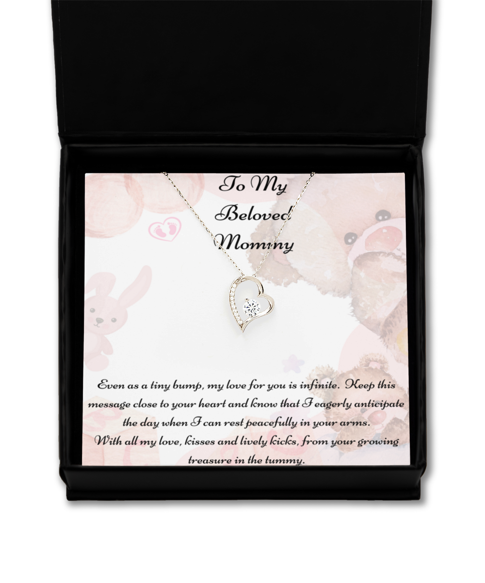 To My Beloved Mommy, Mother-to-be Gift, Mommy Necklace, Baby Shower Gift, Future Mommy, Heart Knot Gold, Heart Knot Silver, Love Knot Rose Gold, Love Knot Silver, Solitaire Crystal, Double Crystal Circle