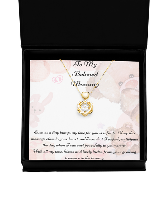 To My Beloved Mummy, Mother-to-be Gift, Mummy Necklace, Baby Shower Gift, Future Mummy, Heart Knot Gold, Heart Knot Silver, Love Knot Rose Gold, Love Knot Silver, Solitaire Crystal, Double Crystal Circle