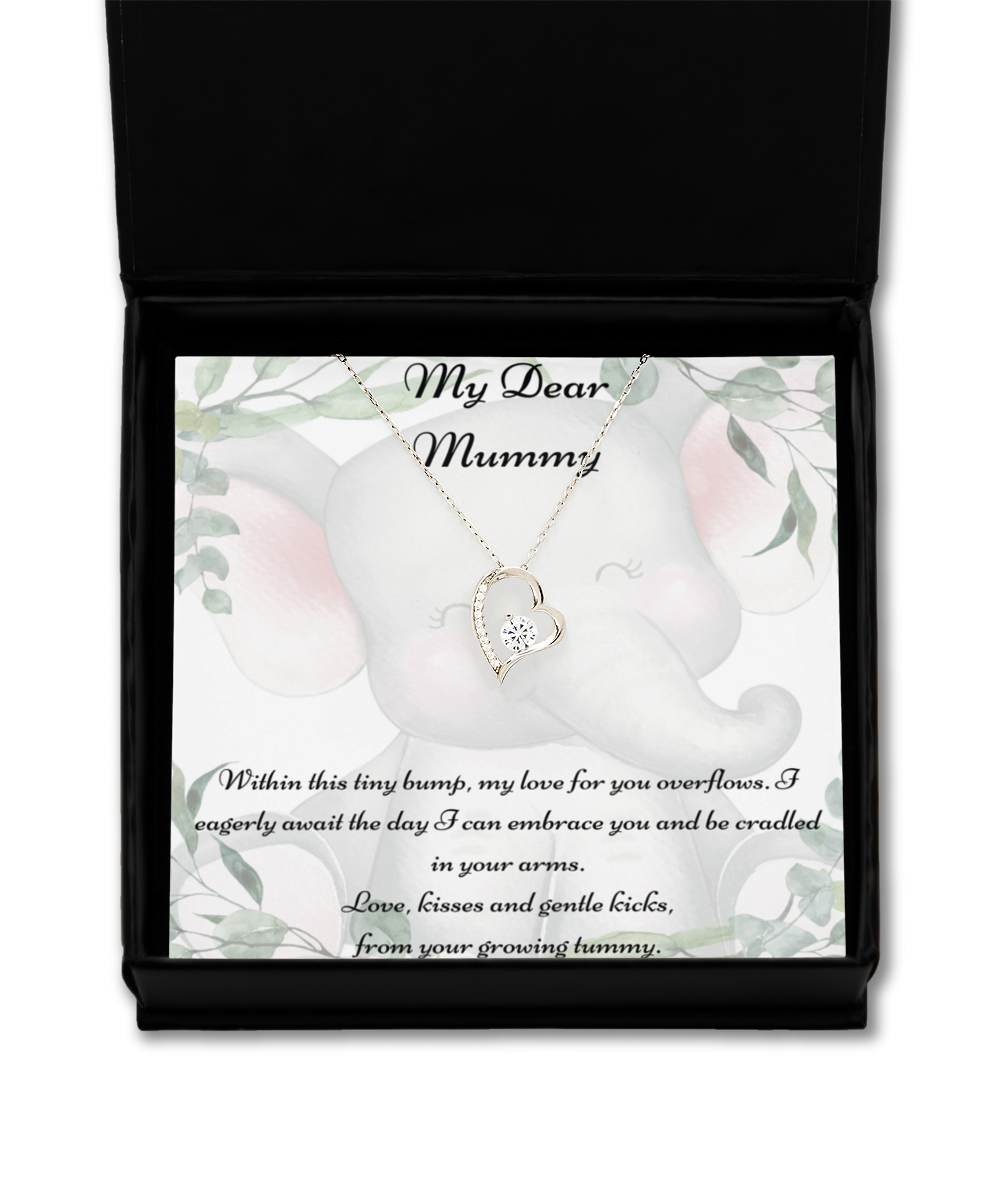 My Dear Mummy, Mother-to-be Gift, Mummy Necklace, Baby Shower Gift, Future Mummy, Heart Knot Gold, Heart Knot Silver, Love Knot Rose Gold, Love Knot Silver, Solitaire Crystal, Double Crystal Circle