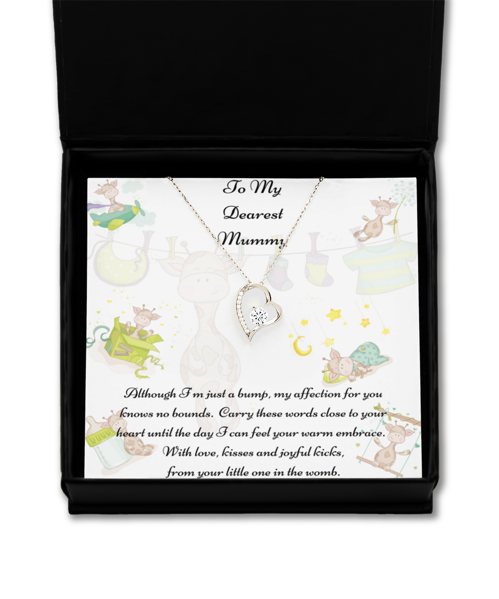 To My Dearest Mummy, Mother-to-be Gift, Mummy Necklace, Baby Shower Gift, Future Mummy, Heart Knot Gold, Heart Knot Silver, Love Knot Rose Gold, Love Knot Silver, Solitaire Crystal, Double Crystal Circle