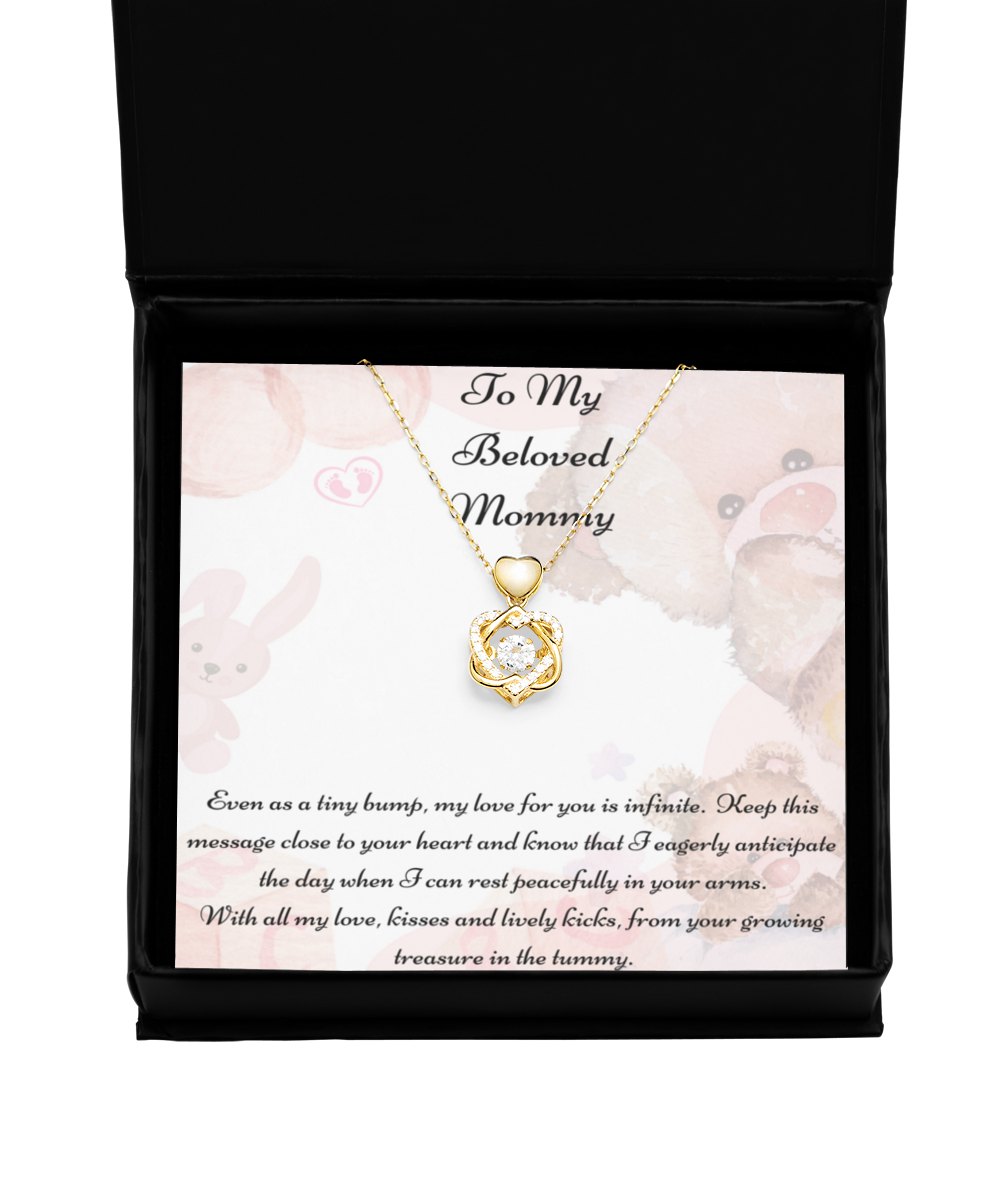 To My Beloved Mommy, Mother-to-be Gift, Mommy Necklace, Baby Shower Gift, Future Mommy, Heart Knot Gold, Heart Knot Silver, Love Knot Rose Gold, Love Knot Silver, Solitaire Crystal, Double Crystal Circle