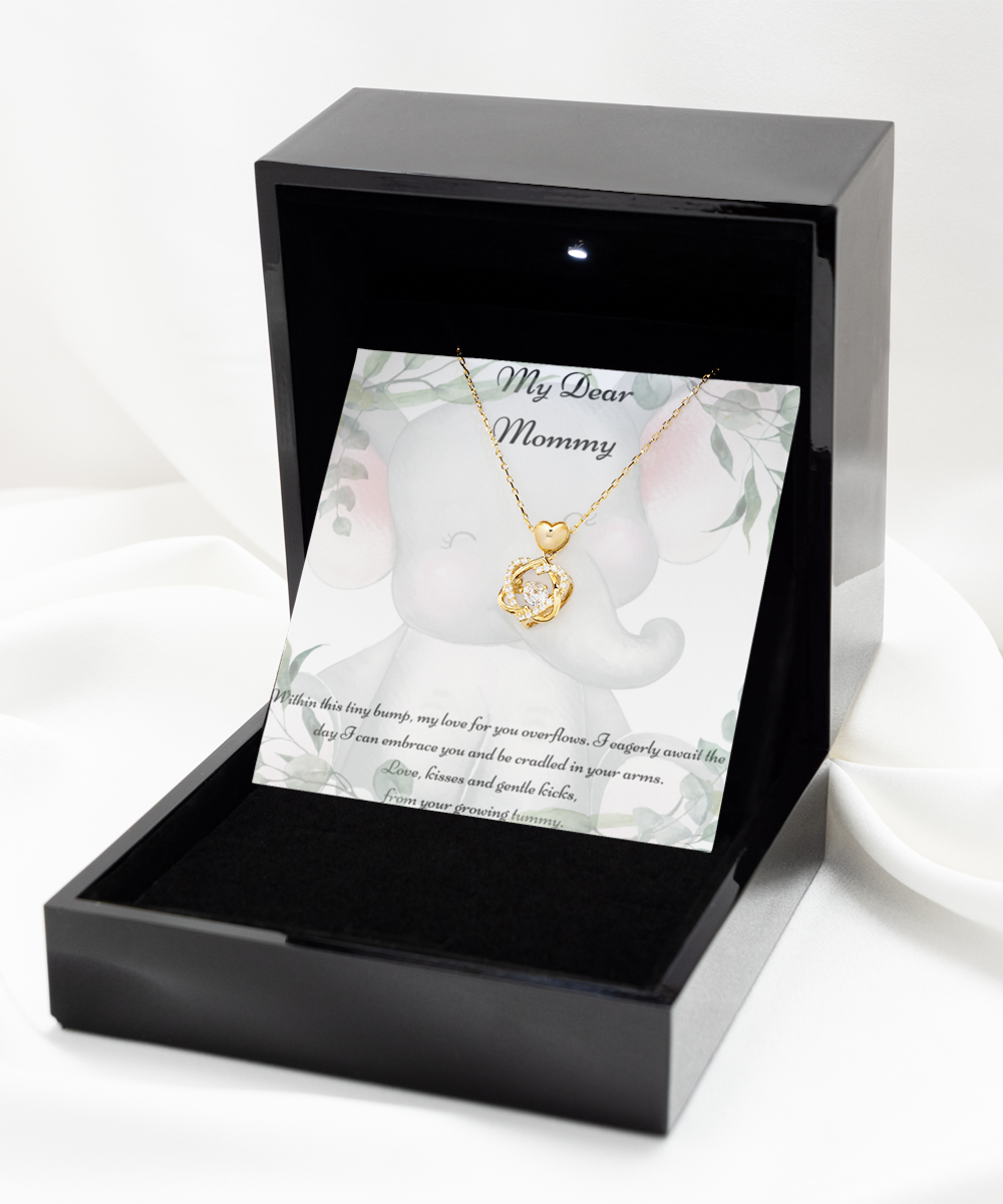 My Dear Mommy, Mother-to-be Gift, Mommy Necklace, Baby Shower Gift, Future Mommy, Heart Knot Gold, Heart Knot Silver, Love Knot Rose Gold, Love Knot Silver, Solitaire Crystal, Double Crystal Circle