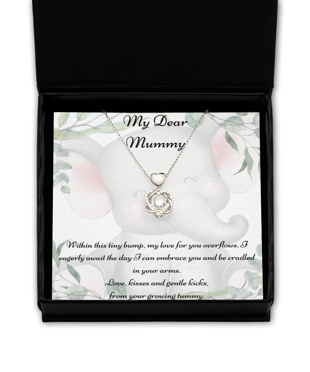 My Dear Mummy, Mother-to-be Gift, Mummy Necklace, Baby Shower Gift, Future Mummy, Heart Knot Gold, Heart Knot Silver, Love Knot Rose Gold, Love Knot Silver, Solitaire Crystal, Double Crystal Circle