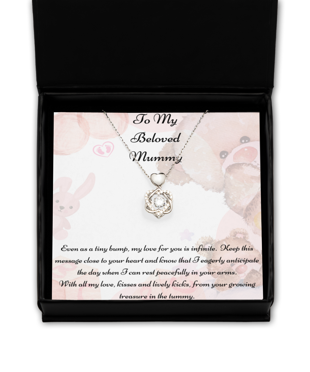 To My Beloved Mummy, Mother-to-be Gift, Mummy Necklace, Baby Shower Gift, Future Mummy, Heart Knot Gold, Heart Knot Silver, Love Knot Rose Gold, Love Knot Silver, Solitaire Crystal, Double Crystal Circle