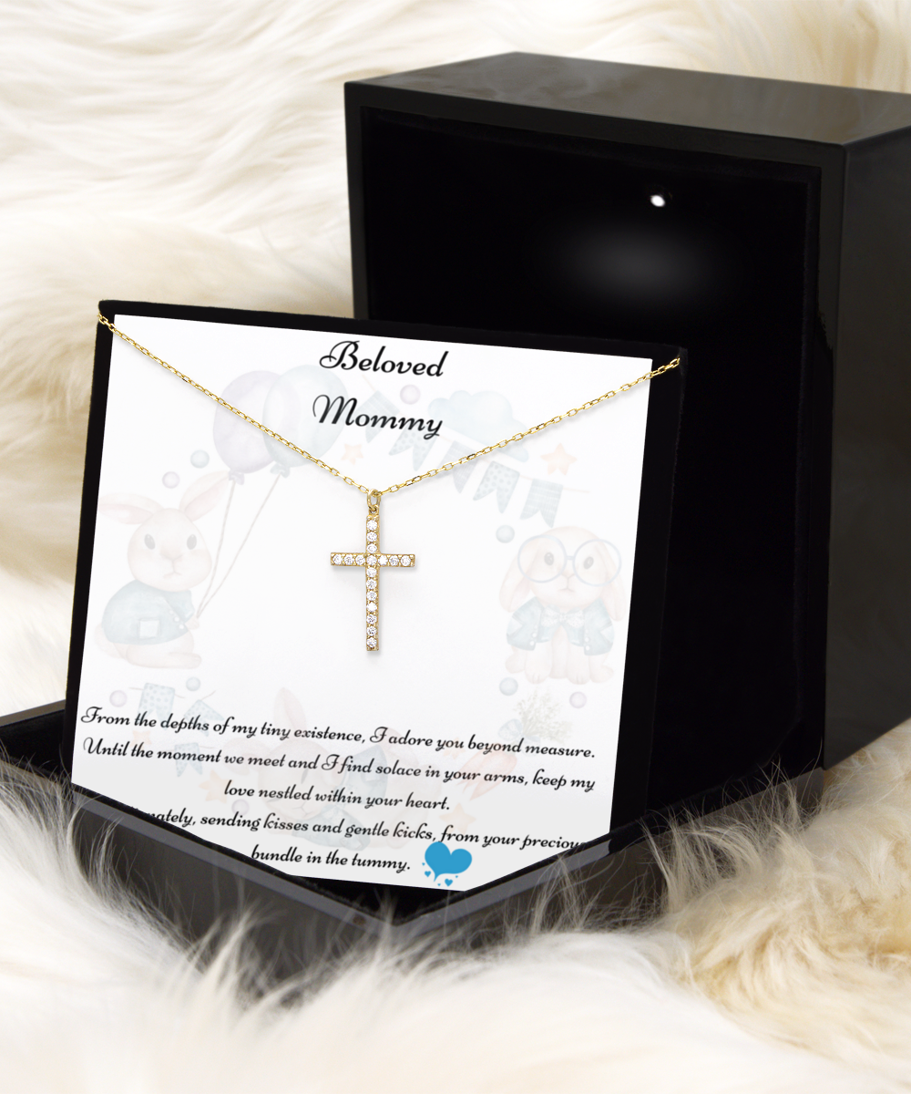 Beloved Mommy, Mother-to-be Gift, Mommy Necklace, Baby Shower Gift, Future Mommy, Heart Knot Gold, Heart Knot Silver, Love Knot Rose Gold, Love Knot Silver, Solitaire Crystal, Double Crystal Circle