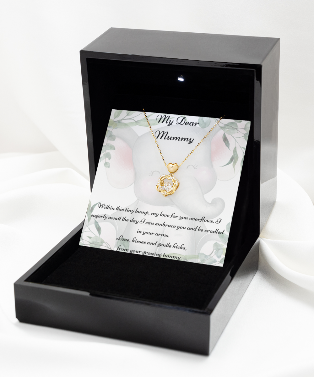 My Dear Mummy, Mother-to-be Gift, Mummy Necklace, Baby Shower Gift, Future Mummy, Heart Knot Gold, Heart Knot Silver, Love Knot Rose Gold, Love Knot Silver, Solitaire Crystal, Double Crystal Circle