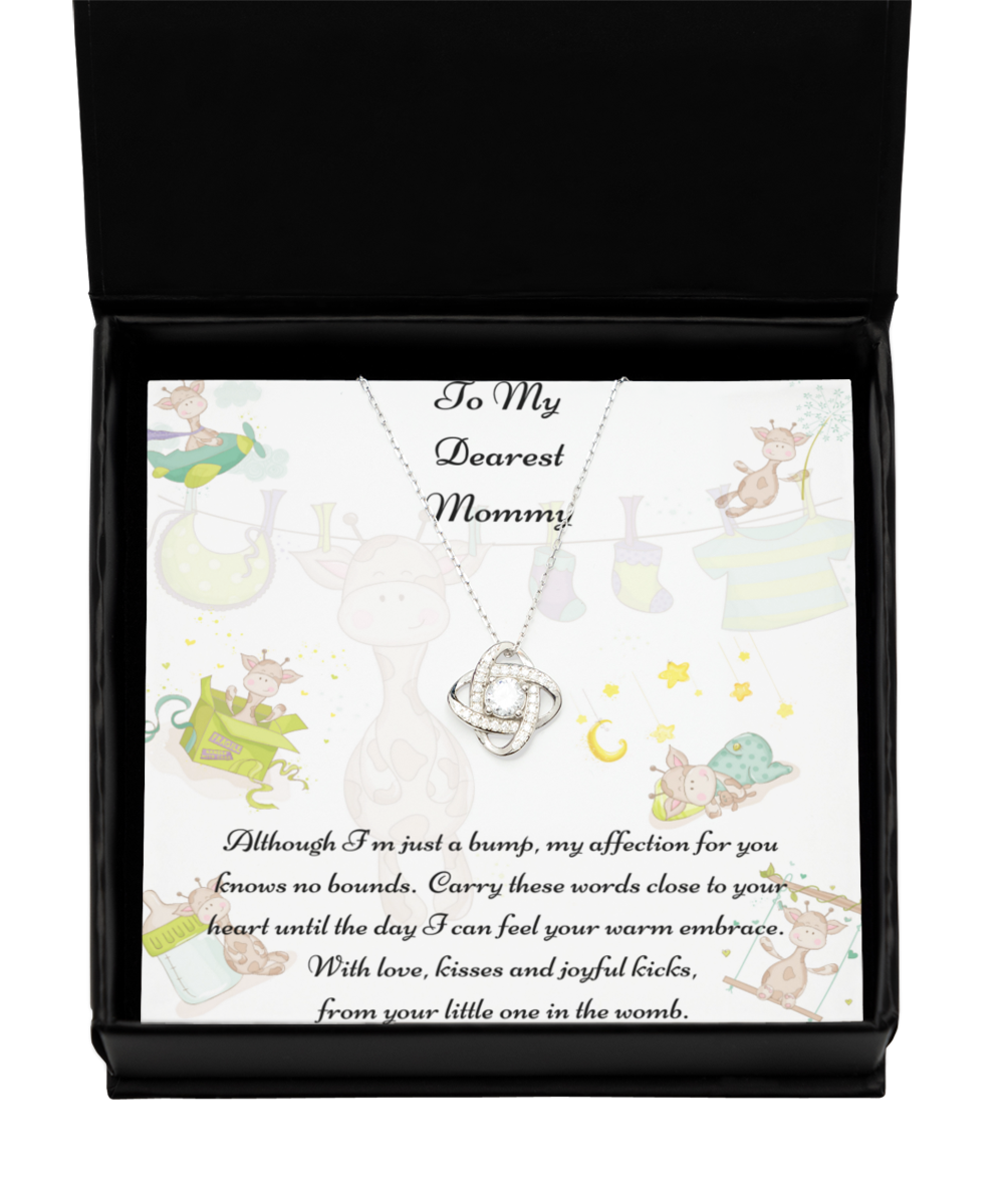 To My Dearest Mommy, Mother-to-be Gift, Mommy Necklace, Baby Shower Gift, Future Mommy, Heart Knot Gold, Heart Knot Silver, Love Knot Rose Gold, Love Knot Silver, Solitaire Crystal, Double Crystal Circle