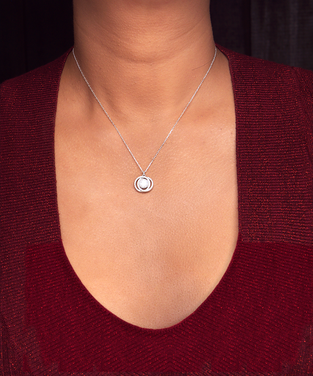 Our Heart Knot gold necklace beautifully symbolizes the hearts of two people who share a bond that can never be broken; Heart Knot Gold, Heart Knot Silver, Love Knot Rose Gold, Love Knot Silver, Solitaire Crystal, Double Crystal Circle.