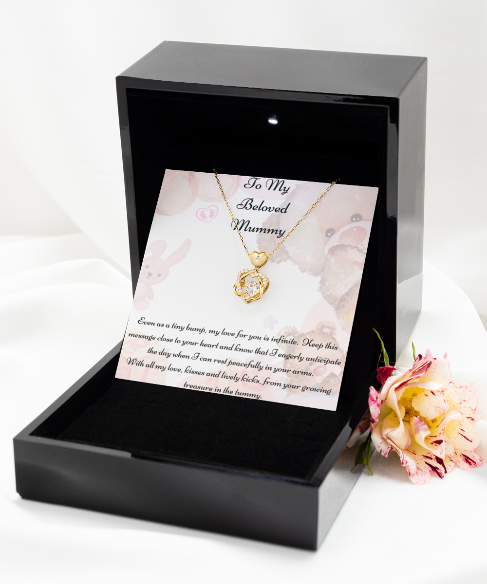 To My Beloved Mummy, Mother-to-be Gift, Mummy Necklace, Baby Shower Gift, Future Mummy, Heart Knot Gold, Heart Knot Silver, Love Knot Rose Gold, Love Knot Silver, Solitaire Crystal, Double Crystal Circle