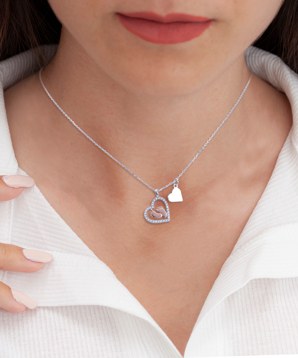 To my Beloved Mommy, Christmas Baby Feet Necklace