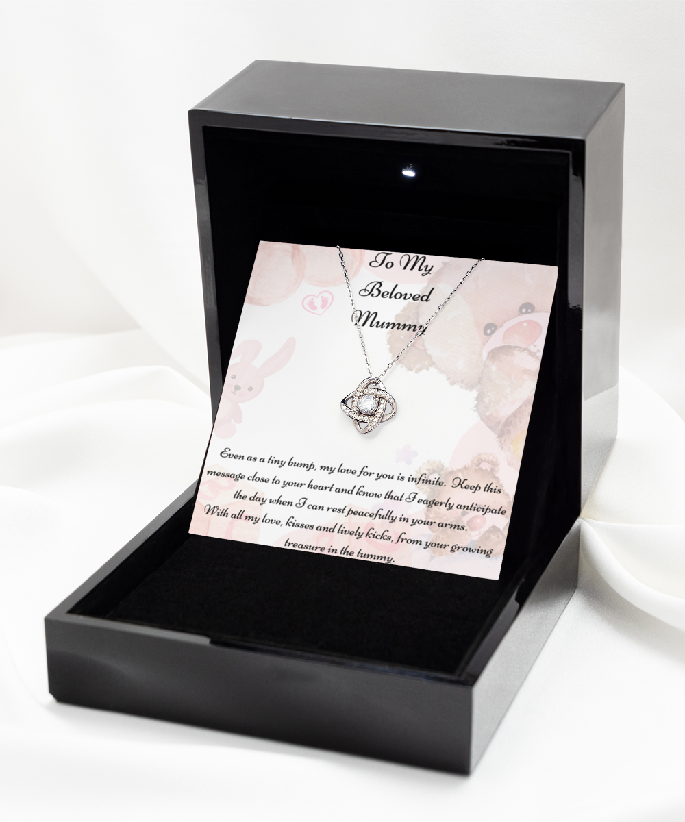 To My Beloved Mummy, Mother-to-be Gift, Mummy Necklace, Baby Shower Gift, Future Mummy, Heart Knot Gold, Heart Knot Silver, Love Knot Rose Gold, Love Knot Silver, Solitaire Crystal, Double Crystal Circle