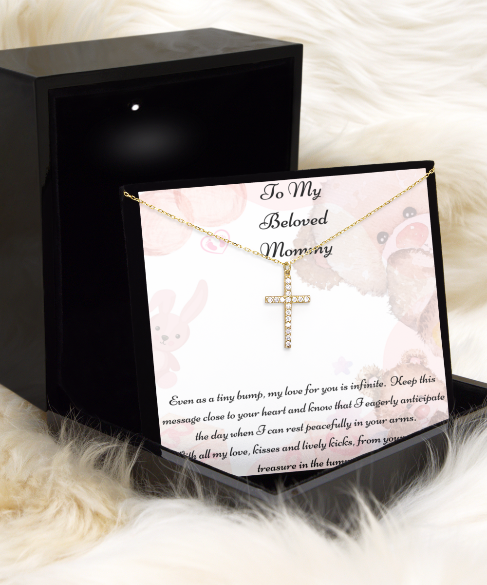 To My Beloved Mommy, Mother-to-be Gift, Mommy Necklace, Baby Shower Gift, Future Mommy, Heart Knot Gold, Heart Knot Silver, Love Knot Rose Gold, Love Knot Silver, Solitaire Crystal, Double Crystal Circle